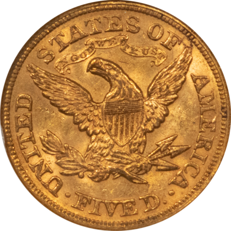 $5 1879 $5 LIBERTY GOLD HALF EAGLE – NGC MS-60, FATTIE HOLDER & SUPER ORIGINAL!