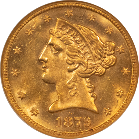 $5 1879 $5 LIBERTY GOLD HALF EAGLE – NGC MS-63, FATTIE HOLDER PREMIUM QUALITY++ CAC