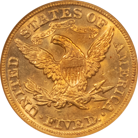 $5 1879 $5 LIBERTY GOLD HALF EAGLE – NGC MS-63, FATTIE HOLDER PREMIUM QUALITY++ CAC