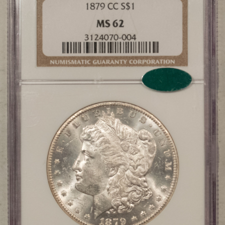 CAC Approved Coins 1879-CC $1 MORGAN DOLLAR – NGC MS-62, FRESH! NICE! CAC APPROVED! CARSON CITY!