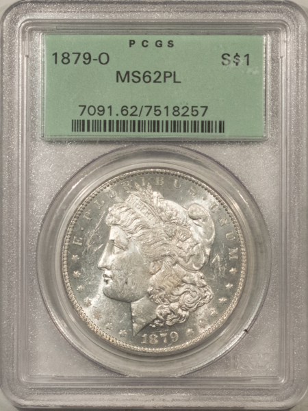 Dollars 1879-O $1 MORGAN DOLLAR – PCGS MS-62 PL, OLD GREEN HOLDER!