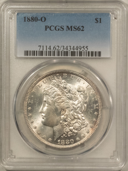 Dollars 1880-O $1 MORGAN DOLLAR – PCGS MS-62, LOOKS 63+! PREMIUM QUALITY!