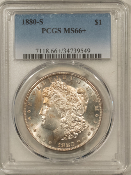 Dollars 1880-S $1 MORGAN DOLLAR – PCGS MS-66+, PREMIUM QUALITY!