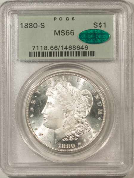 CAC Approved Coins 1880-S $1 MORGAN DOLLAR – PCGS MS-66, BLAZING WHITE, PQ, OGH & CAC APPROVED!