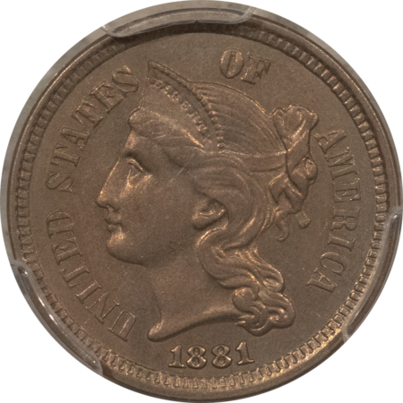New Certified Coins 1881 THREE CENT NICKEL – PCGS MS-62