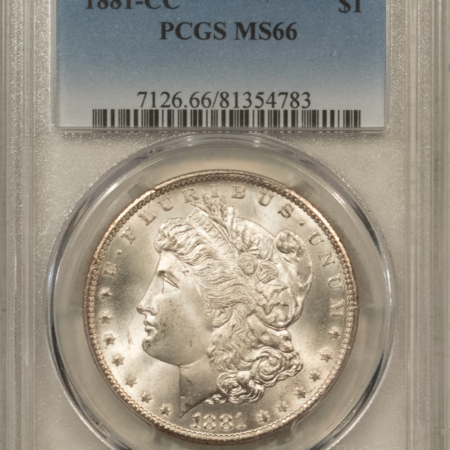 Dollars 1881-CC $1 MORGAN DOLLAR – PCGS MS-66, GREAT LUSTER & PRETTY! CARSON CITY!