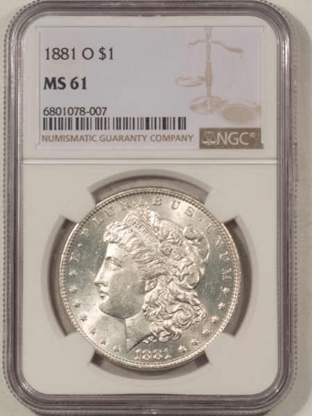Dollars 1881-O $1 MORGAN DOLLAR – NGC MS-61 WHITE