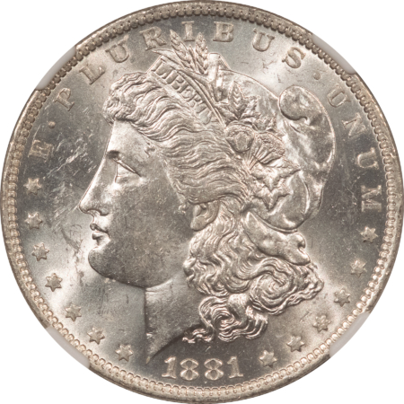 Dollars 1881-O $1 MORGAN DOLLAR – NGC MS-61, FLASHY WHITE