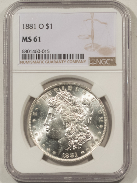 Dollars 1881-O $1 MORGAN DOLLAR – NGC MS-61, BLAST WHITE
