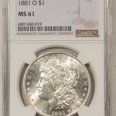Dollars 1881-O $1 MORGAN DOLLAR – NGC MS-61, BLAST WHITE