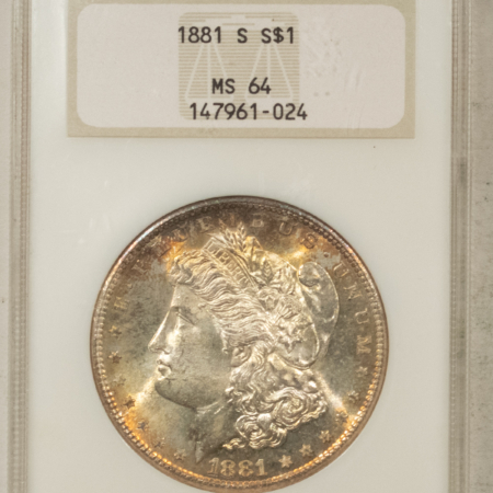 Dollars 1881-S $1 MORGAN DOLLAR – NGC MS-64, FATTIE! PRETTY & PREMIUM QUALITY!