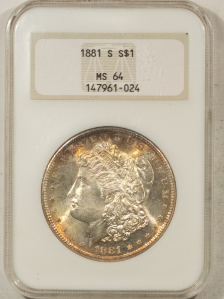Dollars 1881-S $1 MORGAN DOLLAR – NGC MS-64, FATTIE! PRETTY & PREMIUM QUALITY!
