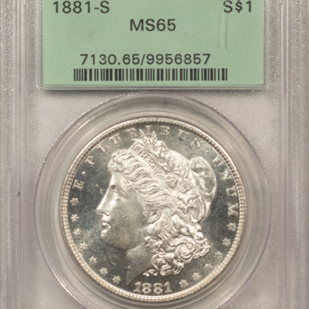 Dollars 1881-S $1 MORGAN DOLLAR – PCGS MS-65, OLD GREEN HOLDER, FRESH WHITE & PQ!