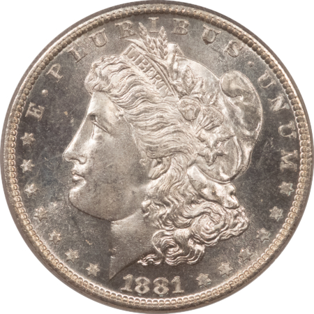 Dollars 1881-S $1 MORGAN DOLLAR – PCGS MS-65, OLD GREEN HOLDER, FRESH WHITE & PQ!