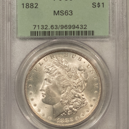 Dollars 1882 $1 MORGAN DOLLAR – PCGS MS-63, OLD GREEN HOLDER & PREMIUM QUALITY!