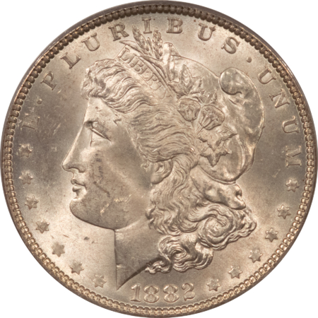 Dollars 1882 $1 MORGAN DOLLAR – PCGS MS-63, OLD GREEN HOLDER & PREMIUM QUALITY!