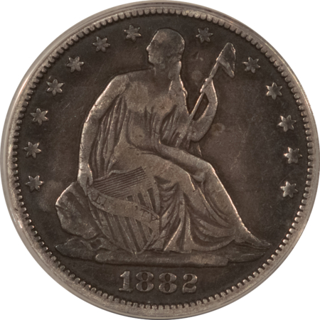 Liberty Seated Halves 1882 LIBERTY SEATED HALF DOLLAR ANACS F-12 DETAILS, CLEANED, SCARCE DATE, DECENT