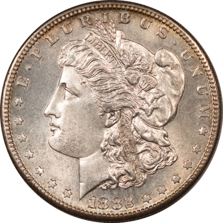 Dollars 1882-S MORGAN DOLLAR MINT ERROR – MAJOR OBV STRIKE-THROUGH LOOKS GEM BUT CLEANED