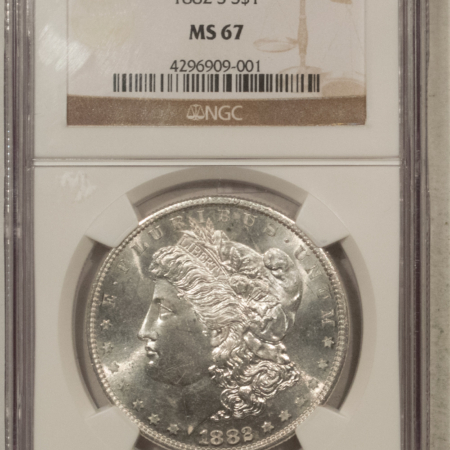Dollars 1882-S $1 MORGAN DOLLAR – NGC MS-67, A PRISTINE HEADLIGHT!