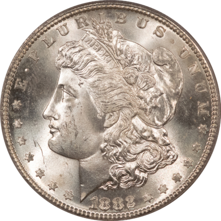Dollars 1882-S $1 MORGAN DOLLAR – PCGS MS-65, OLD GREEN HOLDER & PREMIUM QUALITY!