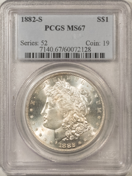 Dollars 1882-S $1 MORGAN DOLLAR – PCGS MS-67, SUPERB GEM! PREMIUM QUALITY!