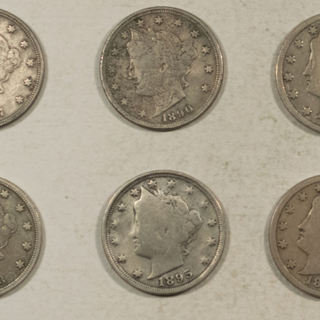 Liberty Nickels 1883 NC X2, 1890 1891 1895 1897 LIBERTY NICKELS LOT/6 – CIRCULATED SOME W/ISSUES