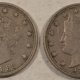 Liberty Nickels 1883 NC X2, 1890 1891 1895 1897 LIBERTY NICKELS LOT/6 – CIRCULATED SOME W/ISSUES