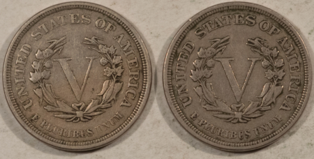 Liberty Nickels 1883 NO CENTS LIBERTY NICKELS, LOT OF 2 – HIGH GRADE CIRCULATED EXAMPLES!