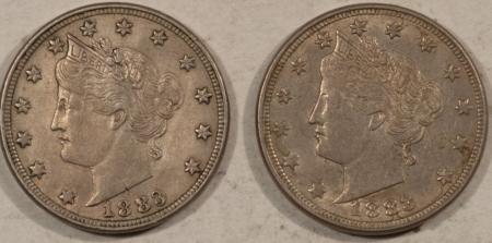 Liberty Nickels 1883 NO CENTS LIBERTY NICKELS, LOT OF 2 – HIGH GRADE EXAMPLES!