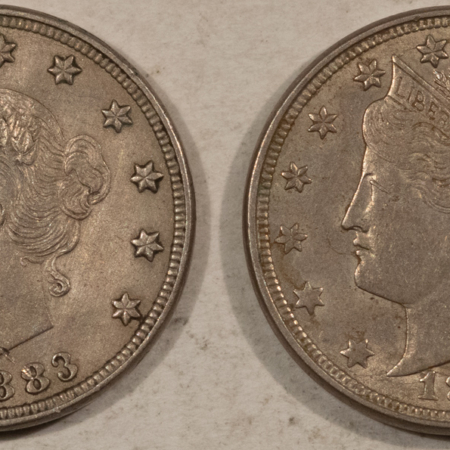 Liberty Nickels 1883 NO CENTS LIBERTY NICKELS, LOT OF 2 – HIGH GRADE EXAMPLES!