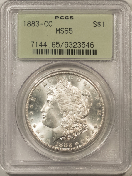 Dollars 1883-CC $1 MORGAN DOLLAR PCGS MS-65, LOOKS 66, OLD GREEN HOLDER, PQ, CARSON CITY