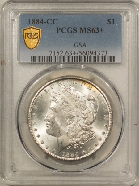 Dollars 1884-CC $1 MORGAN DOLLAR – PCGS MS-63+, CARSON CITY!