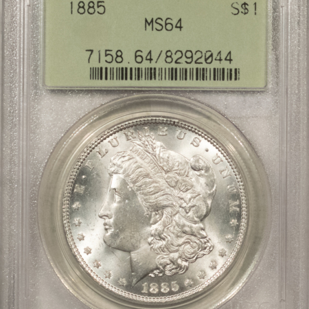 Dollars 1885 $1 MORGAN DOLLAR – PCGS MS-64, OLD GREEN HOLDER & PREMIUM QUALITY!