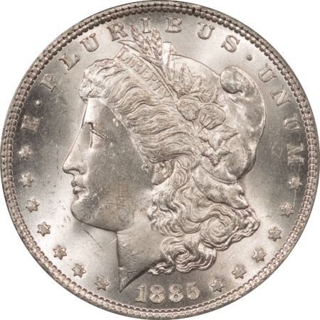 Dollars 1885 $1 MORGAN DOLLAR – PCGS MS-64, OLD GREEN HOLDER & PREMIUM QUALITY!