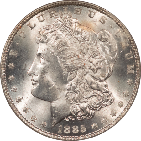 Dollars 1885 $1 MORGAN DOLLAR – PCGS MS-64, OLD GREEN HOLDER & PREMIUM QUALITY!