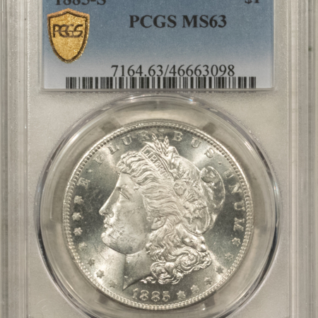 Dollars 1885-S $1 MORGAN DOLLAR – PCGS MS-63, FLASHY WHITE & CHOICE!