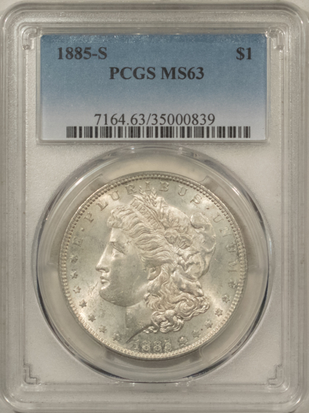 Dollars 1885-S $1 MORGAN DOLLAR – PCGS MS-63