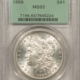 Dollars 1886-S $1 MORGAN DOLLAR – PCGS MS-63, PL OBVERSE!
