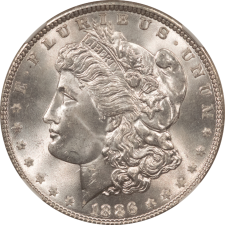 Dollars 1886 $1 MORGAN DOLLAR, VAM-1 A1 LINE & CLASH – NGC MS-64+, POPULAR! TOP-100!