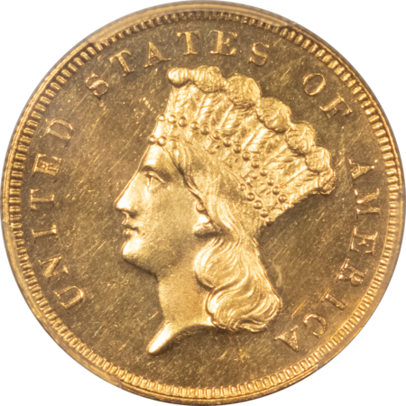 $3 1886 $3 PROOF GOLD DOLLAR – PCGS PR-63 CAM, RARE! CAC APPROVED!