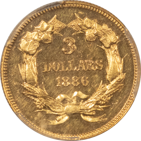 $3 1886 $3 PROOF GOLD DOLLAR – PCGS PR-63 CAM, RARE! CAC APPROVED!