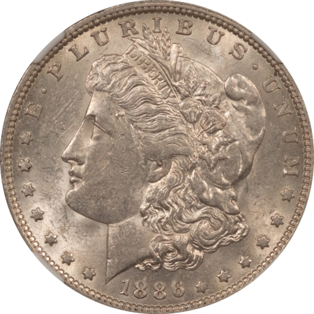 Dollars 1886-O $1 MORGAN DOLLAR – NGC AU-58, FRESH, CLOSE TO UNC!