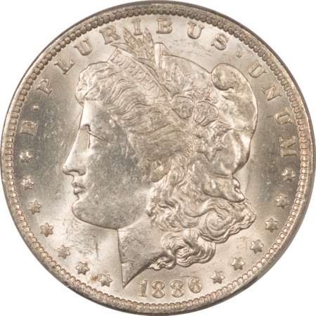 Dollars 1886-O $1 MORGAN DOLLAR – PCGS MS-62, FRESH WHITE, TOUGH DATE, $3500+ IN 63