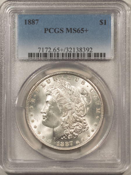 Dollars 1887 $1 MORGAN DOLLAR – PCGS MS-65+, LOOKS 66! PREMIUM QUALITY!