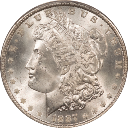 Dollars 1887 $1 MORGAN DOLLAR – PCGS MS-65+, LOOKS 66! PREMIUM QUALITY!