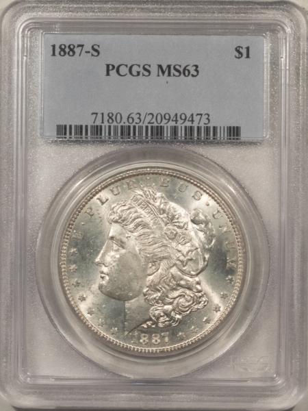 Dollars 1887-S $1 MORGAN DOLLAR – PCGS MS-63
