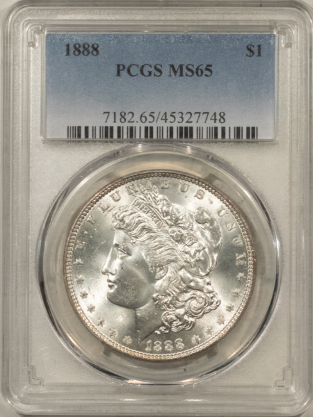 Dollars 1888 $1 MORGAN DOLLAR – PCGS MS-65, SUPER FLASHY GEM!