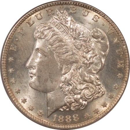 Dollars 1888-S $1 MORGAN DOLLAR – PCGS MS-63, FRESH & OLD GREEN HOLDER!
