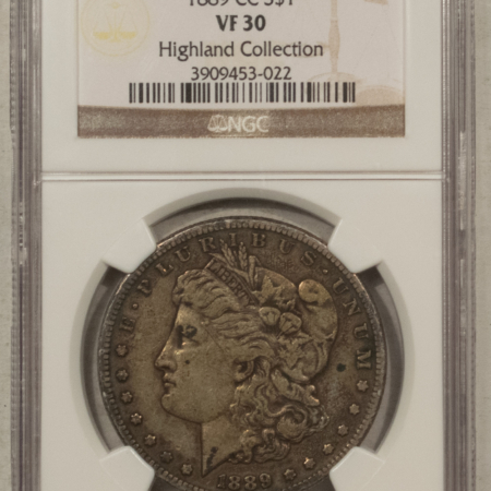 Dollars 1889-CC $1 MORGAN DOLLAR – NGC VF-30, CARSON CITY!