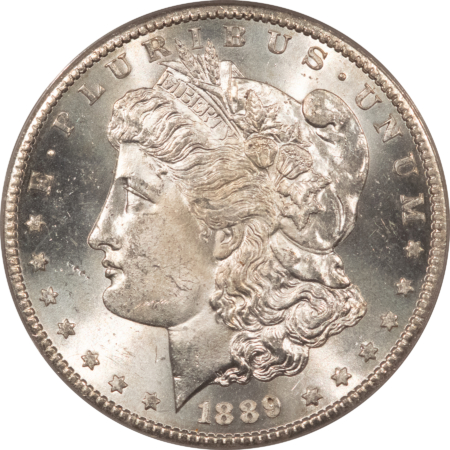 Dollars 1889-S $1 MORGAN DOLLAR – PCGS MS-64, OLD GREEN HOLDER, PREMIUM AND GEM QUALITY!